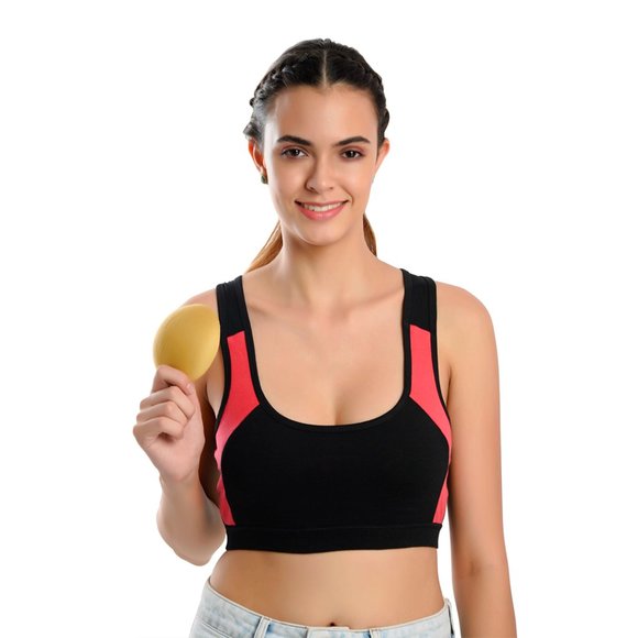 LACEVOZ Women's Cotton Rich Racer Back,Removable Padding Sports Bra. - Picture 3 of 9